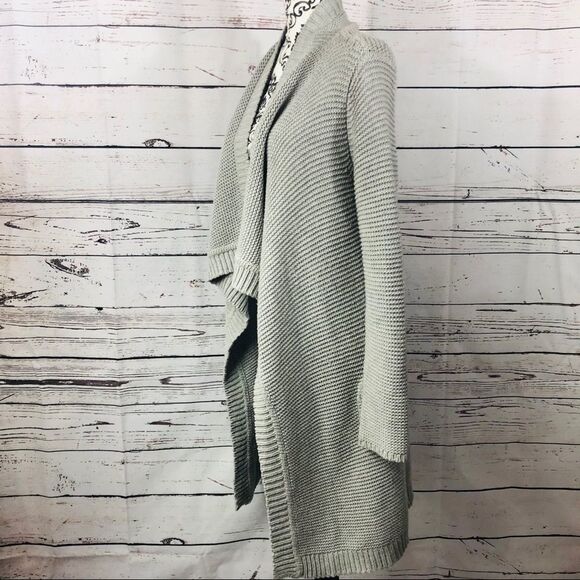 BB Dakota Long Open Front Duster Cardigan Sweater Grey Cotton Wool Blend XS - Picture 4 of 8
